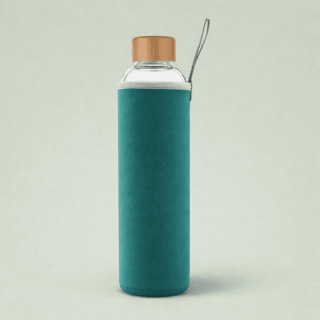Gourde en verre borosilicaté avec bouchon en bambou