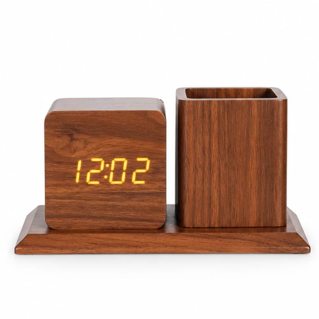 Horloge numérique en bois