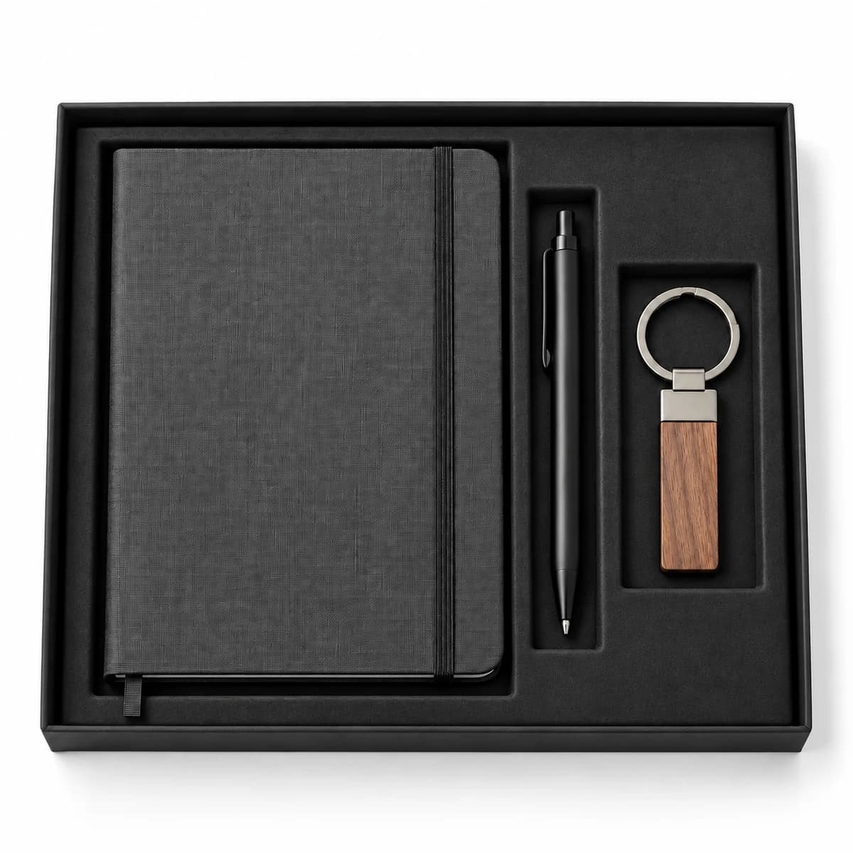 Kit carnet, stylo et porte-clés naturel