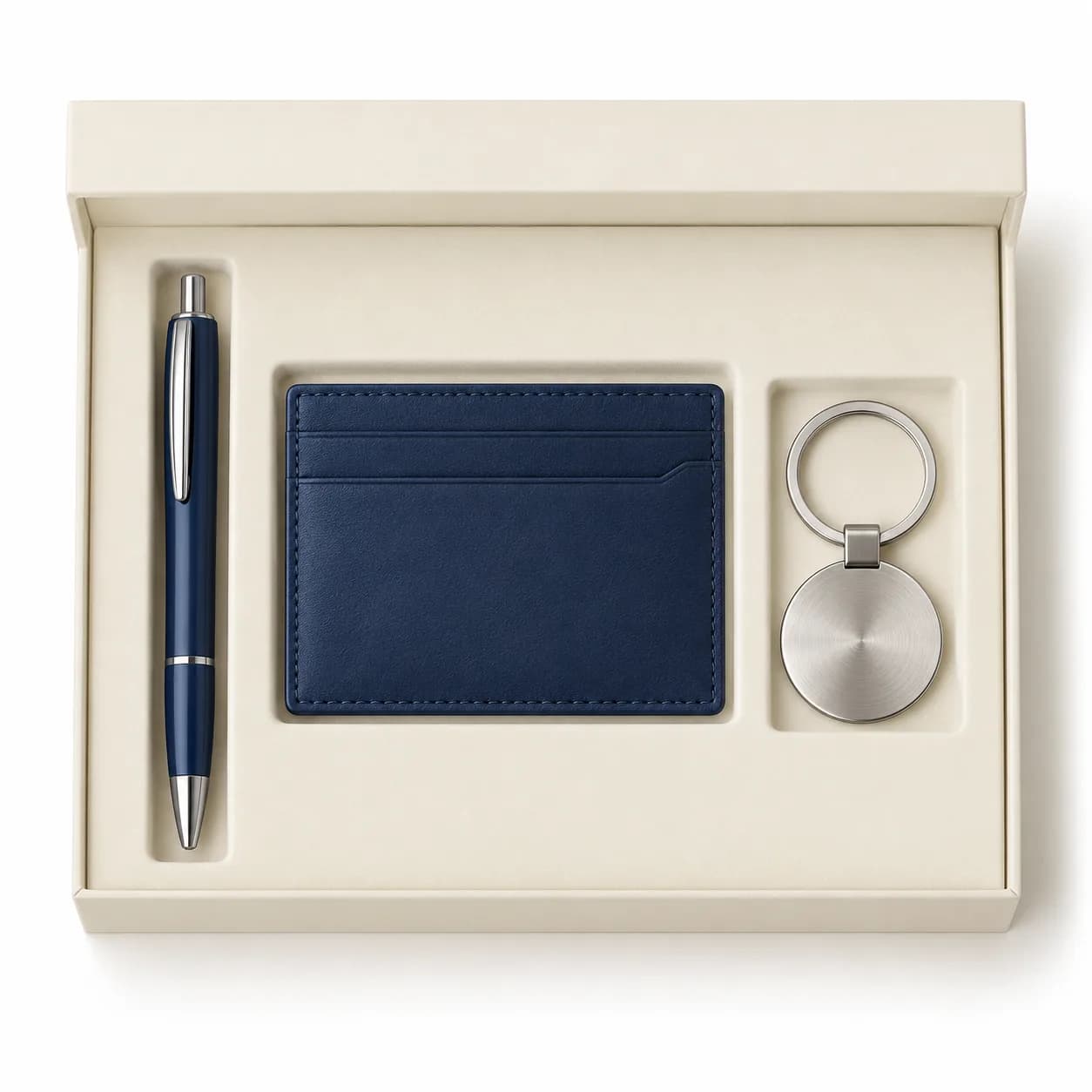 Trio stylo, porte-cartes et porte-clés