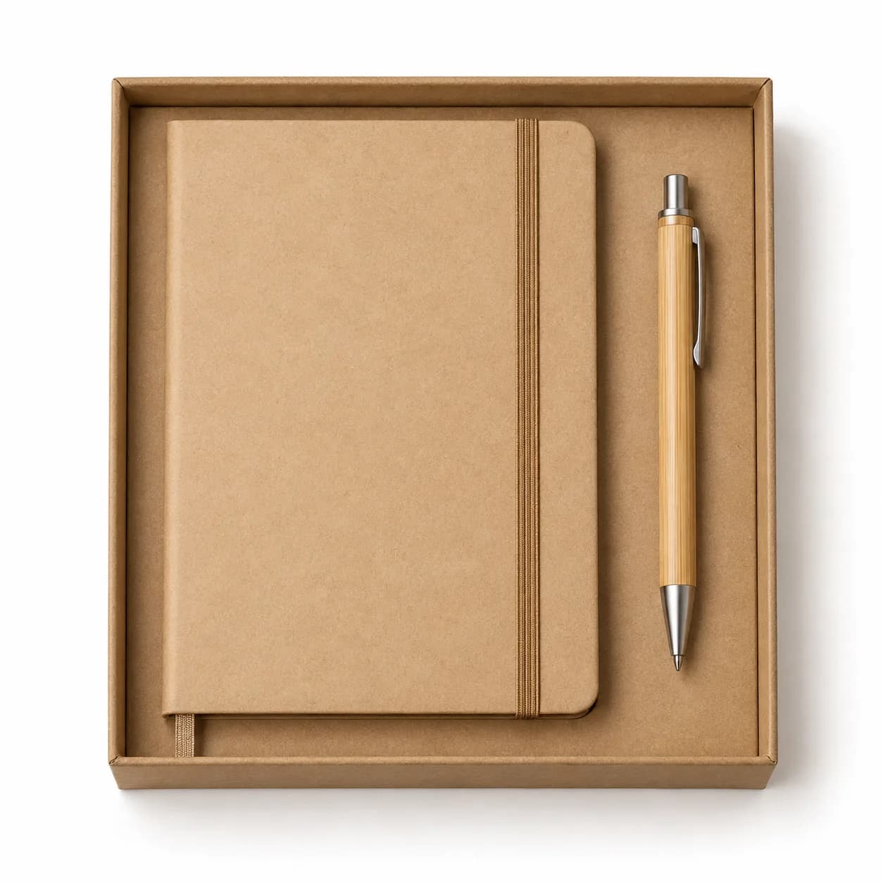 Duo carnet et stylo aspect naturel