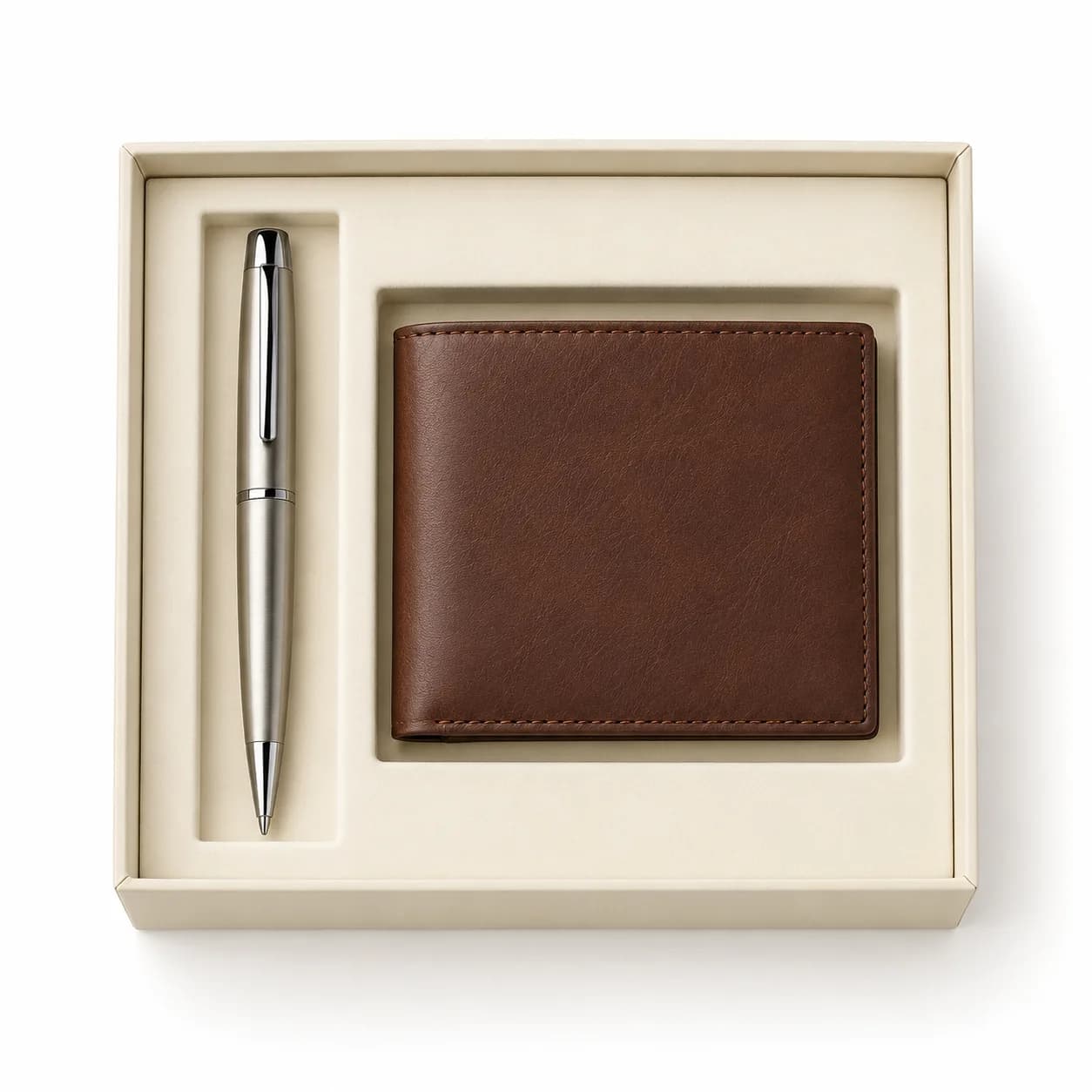 Duo stylo et porte-cartes marron