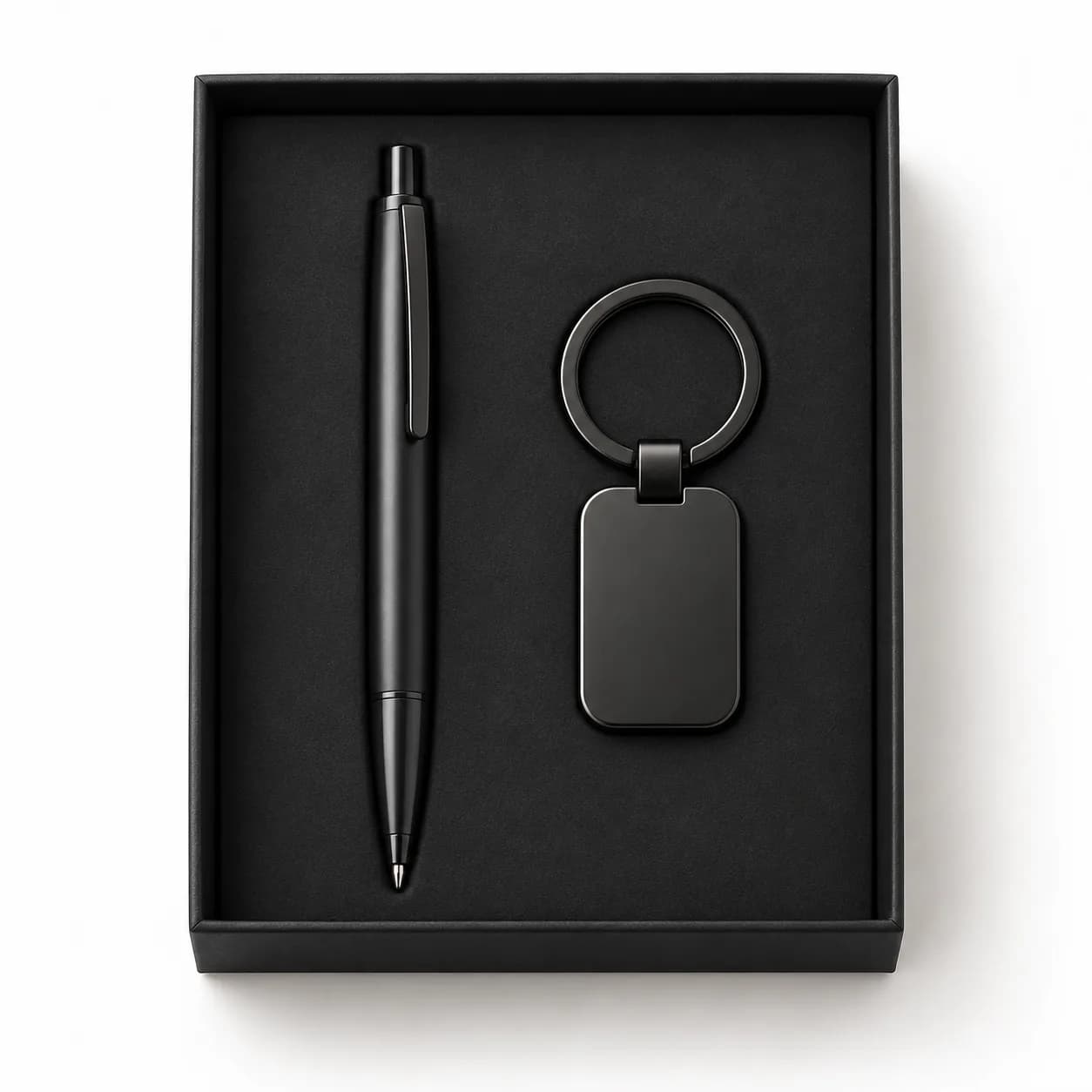 Duo stylo et porte-clés noir