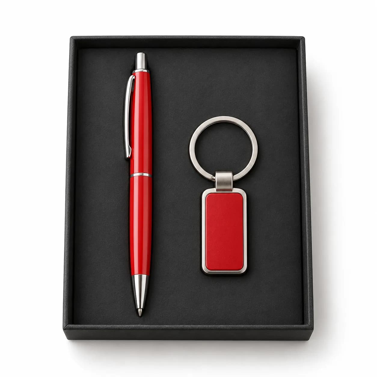 Duo stylo et porte-clés rouge