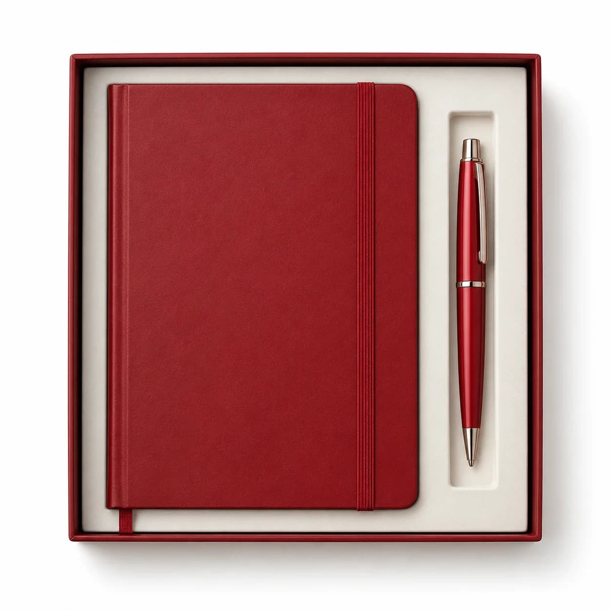 Duo carnet rouge à élastique et stylo
