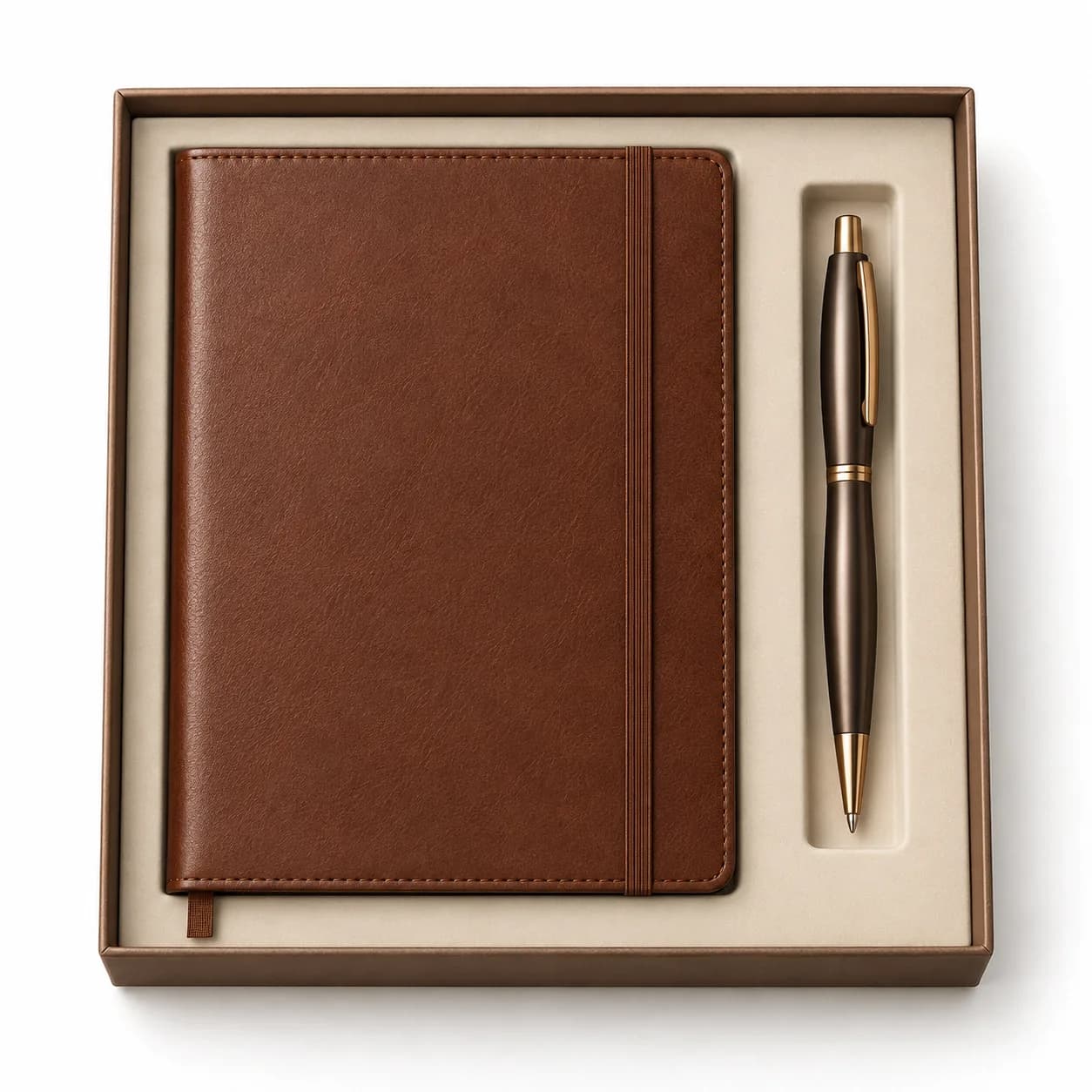 Kit agenda et stylo marron